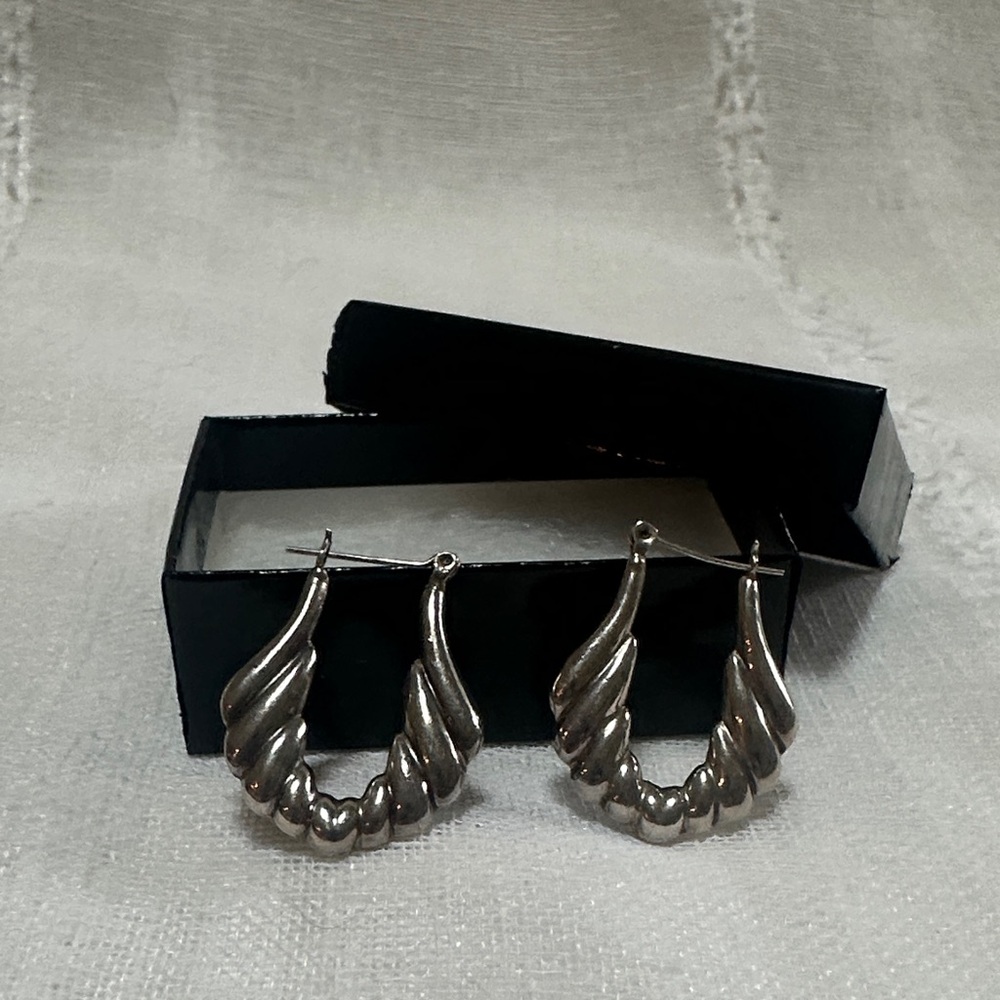 Silver-Tone Twisted Hoop Earrings - Women Jewelry